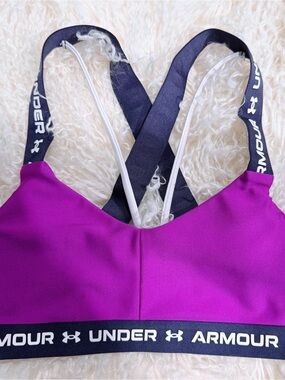 Under Armour Pink Strappy Sports Bra XS HeatGear Crossback Athletic